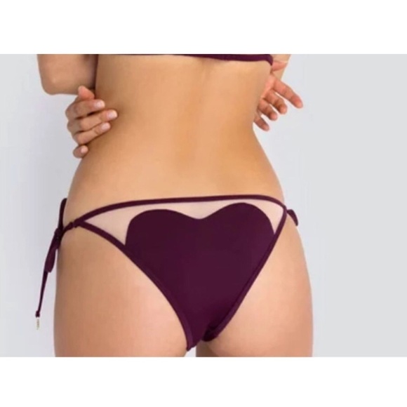 Wildfox Amora Purple Heart Tie Bikini Bottom l S - Picture 1 of 8